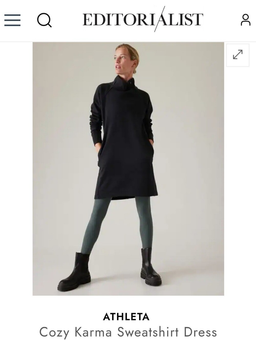 Athleta "Cozy Karma" Dress XL Black - Picture 15 of 15